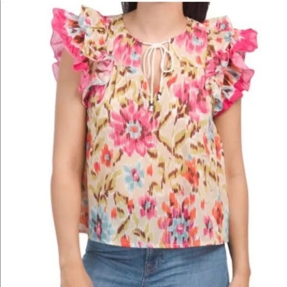 House of Harlow the Zoey flutter floral faerie delicate feminine blouse size M - Picture 1 of 6